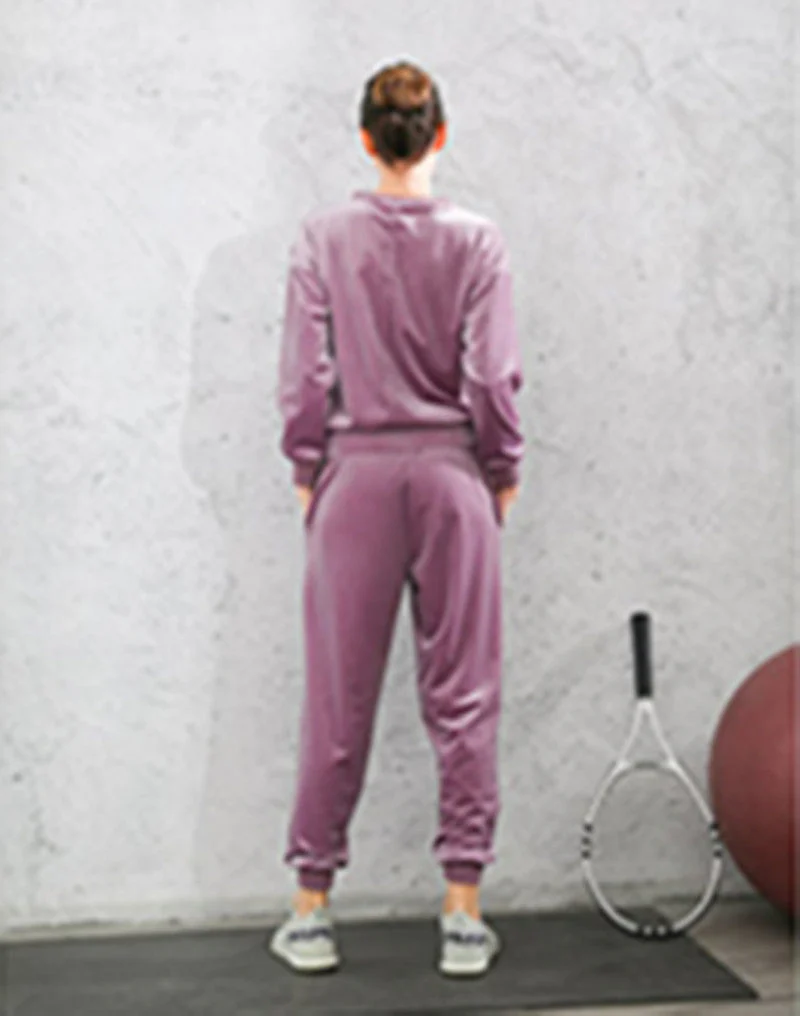 Velvet Elastic Cuffs Sweatpants - Image 9