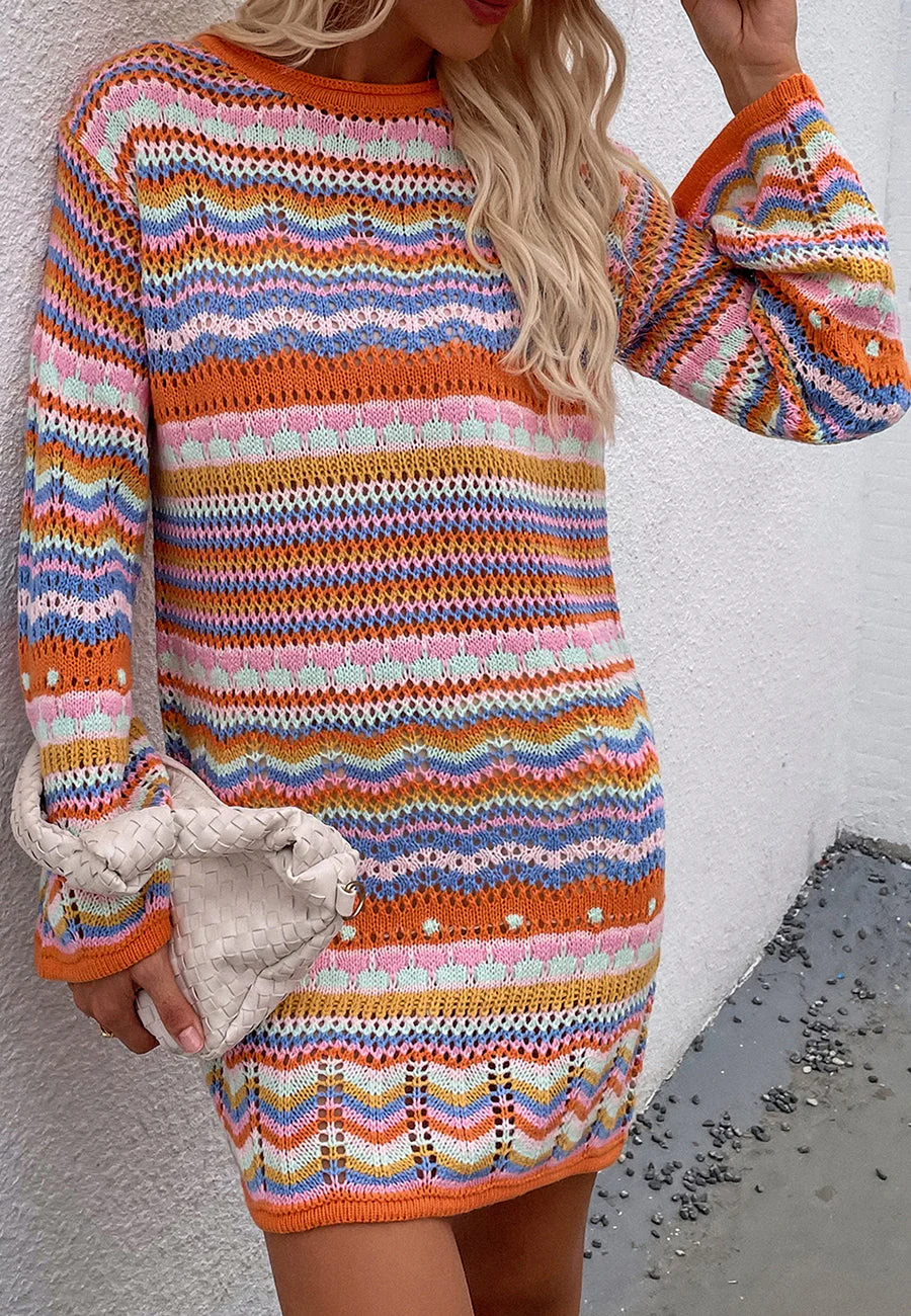 Vibrant Holiday Knit Sweater Dress - Image 13