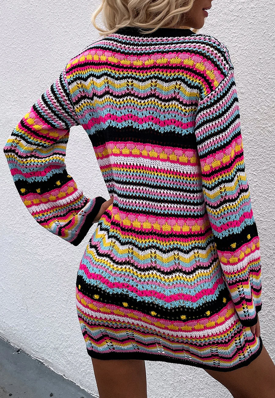 Vibrant Holiday Knit Sweater Dress - Image 5