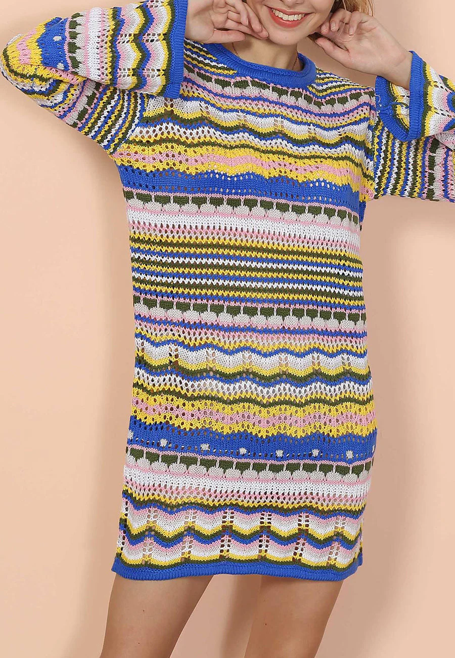 Vibrant Holiday Knit Sweater Dress - Image 8