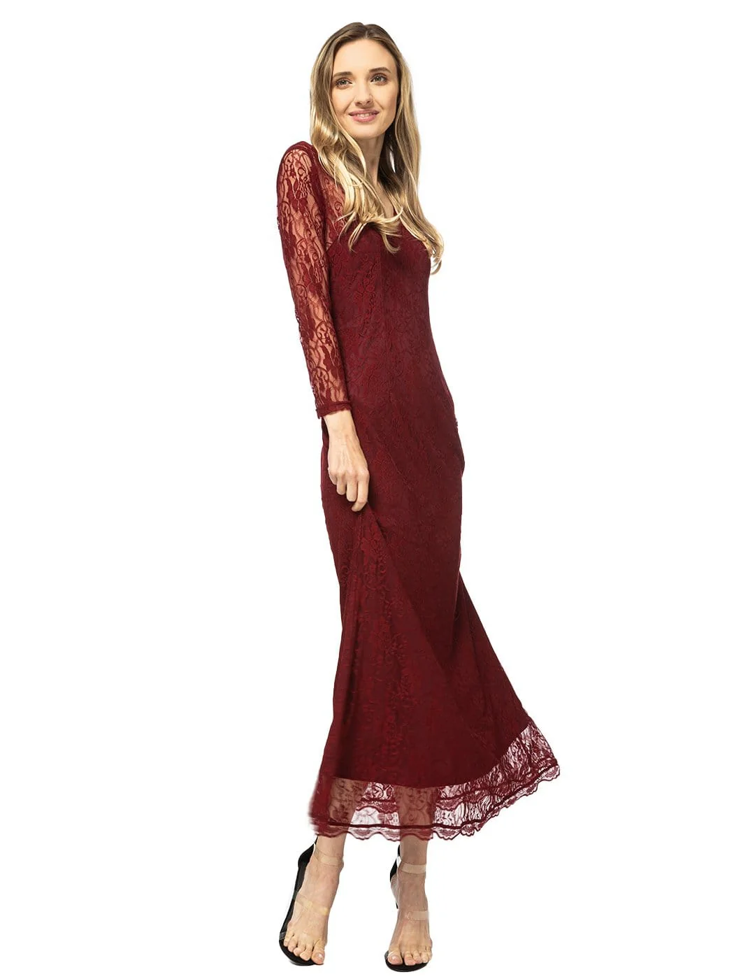 Victorian Long Sleeve Lace Maxi Dress - Image 11