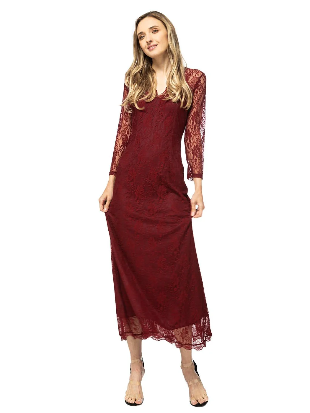 Victorian Long Sleeve Lace Maxi Dress - Image 12
