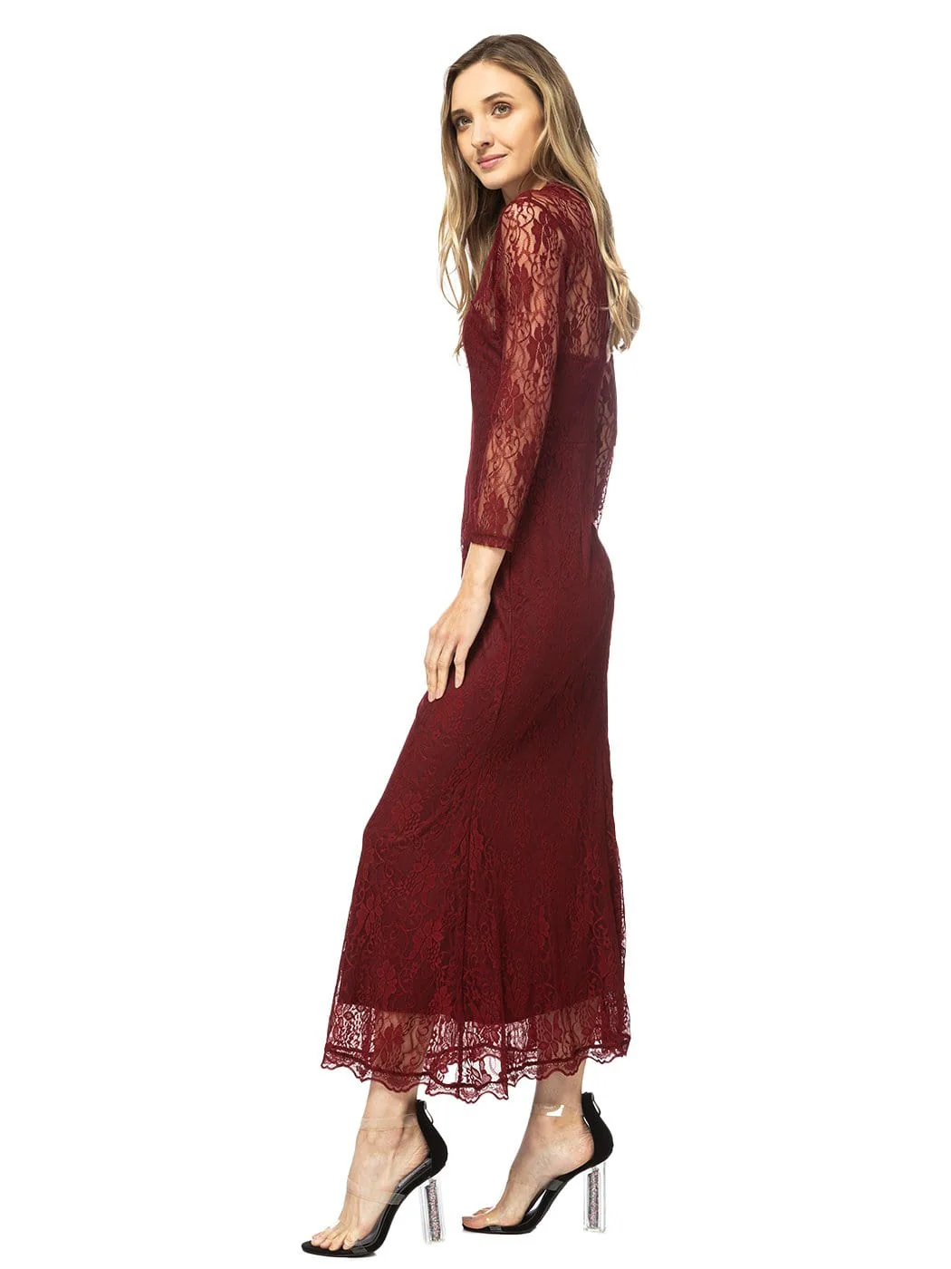 Victorian Long Sleeve Lace Maxi Dress - Image 13