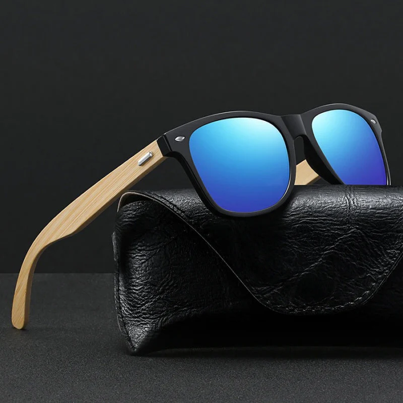 Vintage Bamboo Wood Square Sunglasses - Image 10