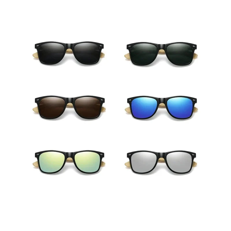 Vintage Bamboo Wood Square Sunglasses - Image 11