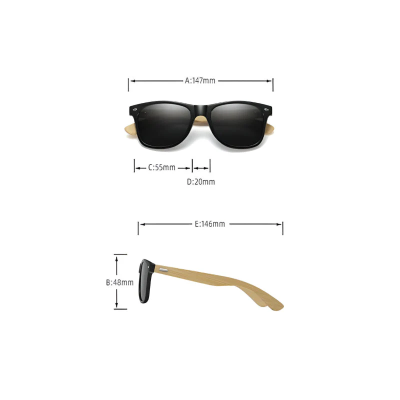 Vintage Bamboo Wood Square Sunglasses - Image 12