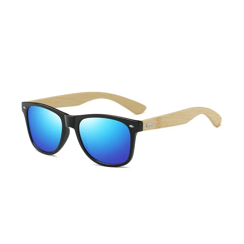 Vintage Bamboo Wood Square Sunglasses - Image 5