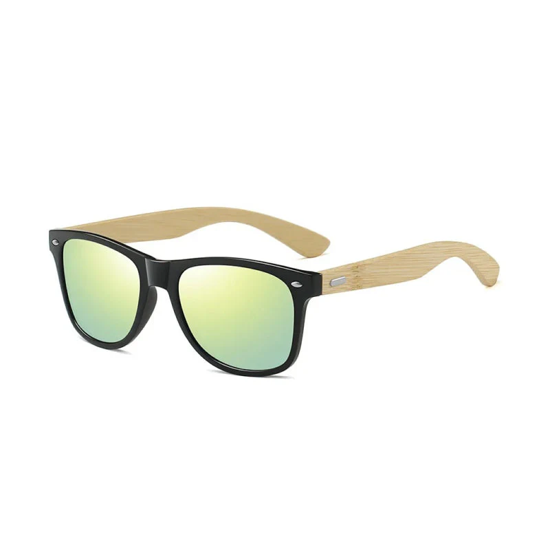 Vintage Bamboo Wood Square Sunglasses - Image 6