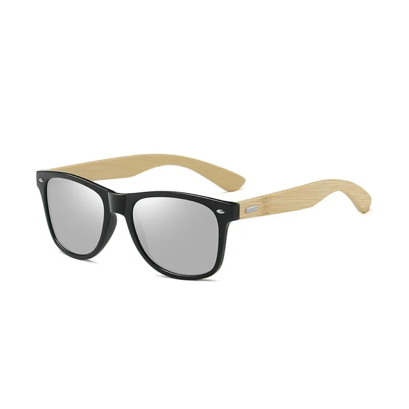 Vintage Bamboo Wood Square Sunglasses - Image 7