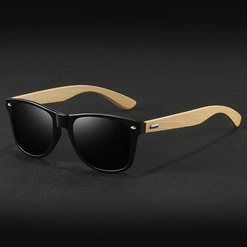 Vintage Bamboo Wood Square Sunglasses - Image 9