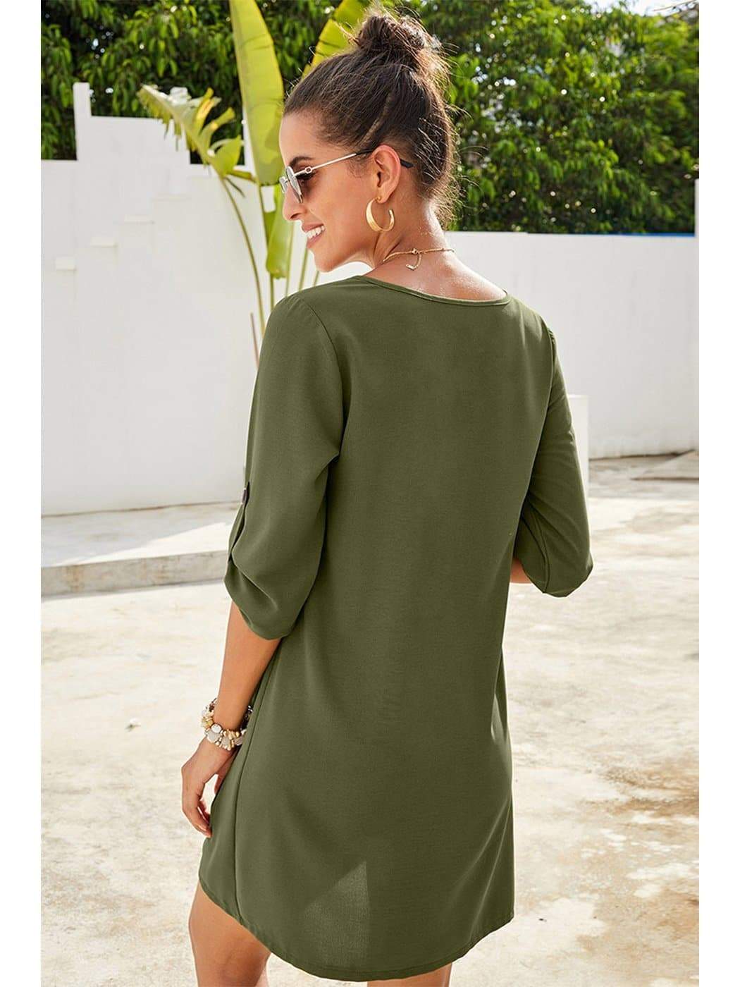 Vintage Flare Woven Button Down Dress - Image 3