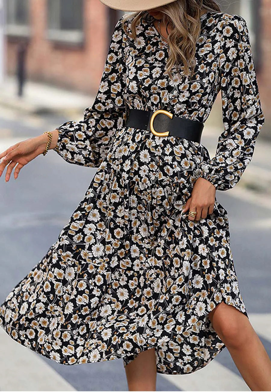 Vintage Floral Fall Midi Dress - Image 2
