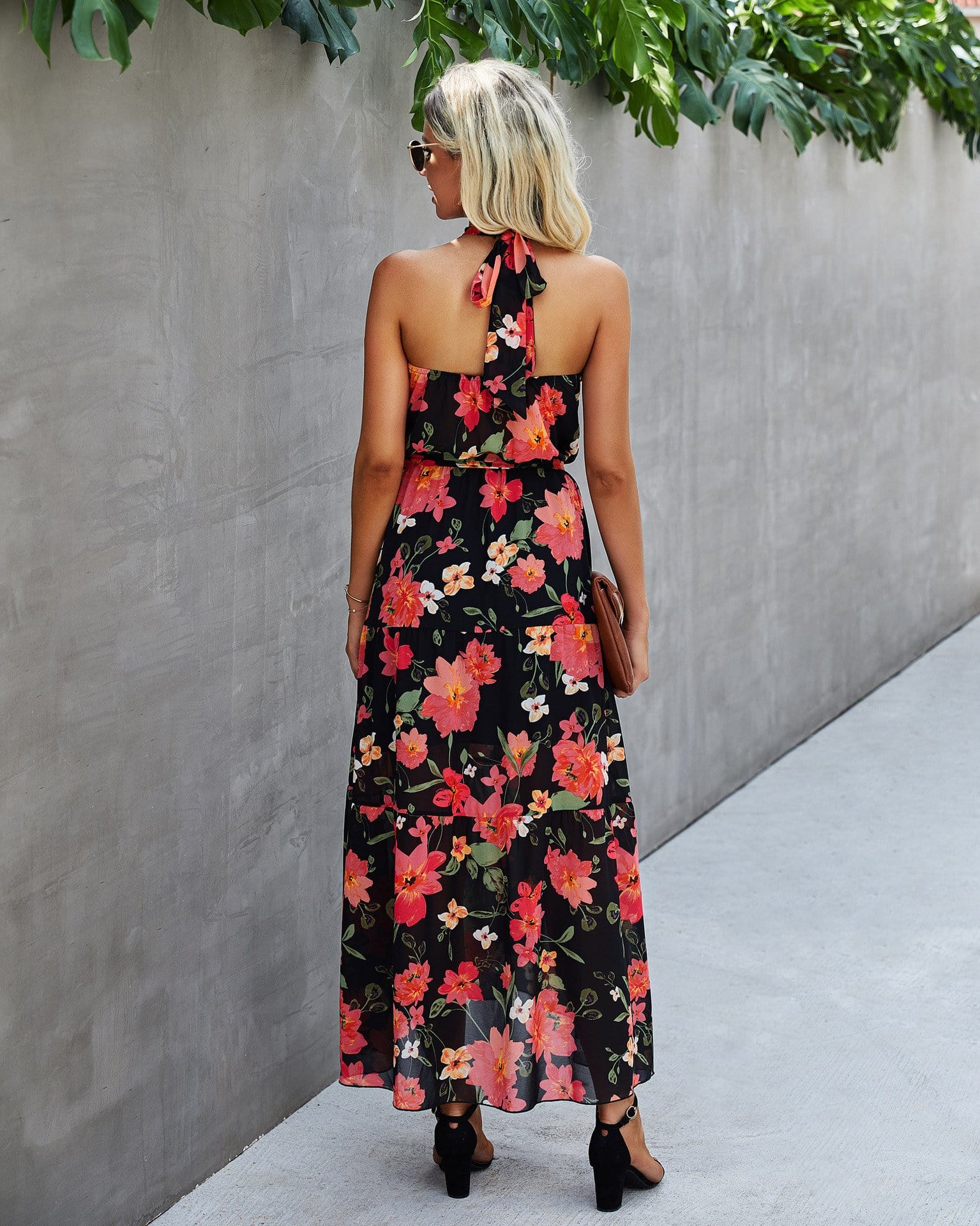 Vintage Floral Halter Dress - Image 3