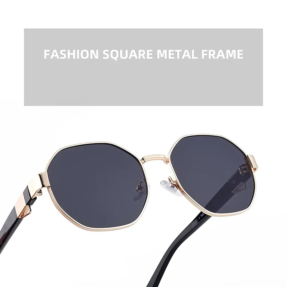 Vintage Octagon Sunglasses with Chain - Image 10