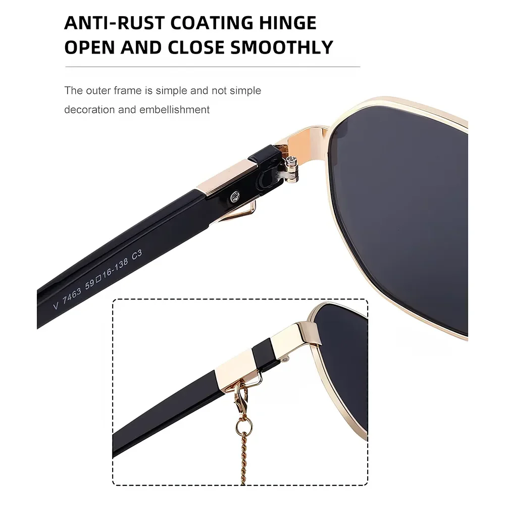 Vintage Octagon Sunglasses with Chain - Image 11