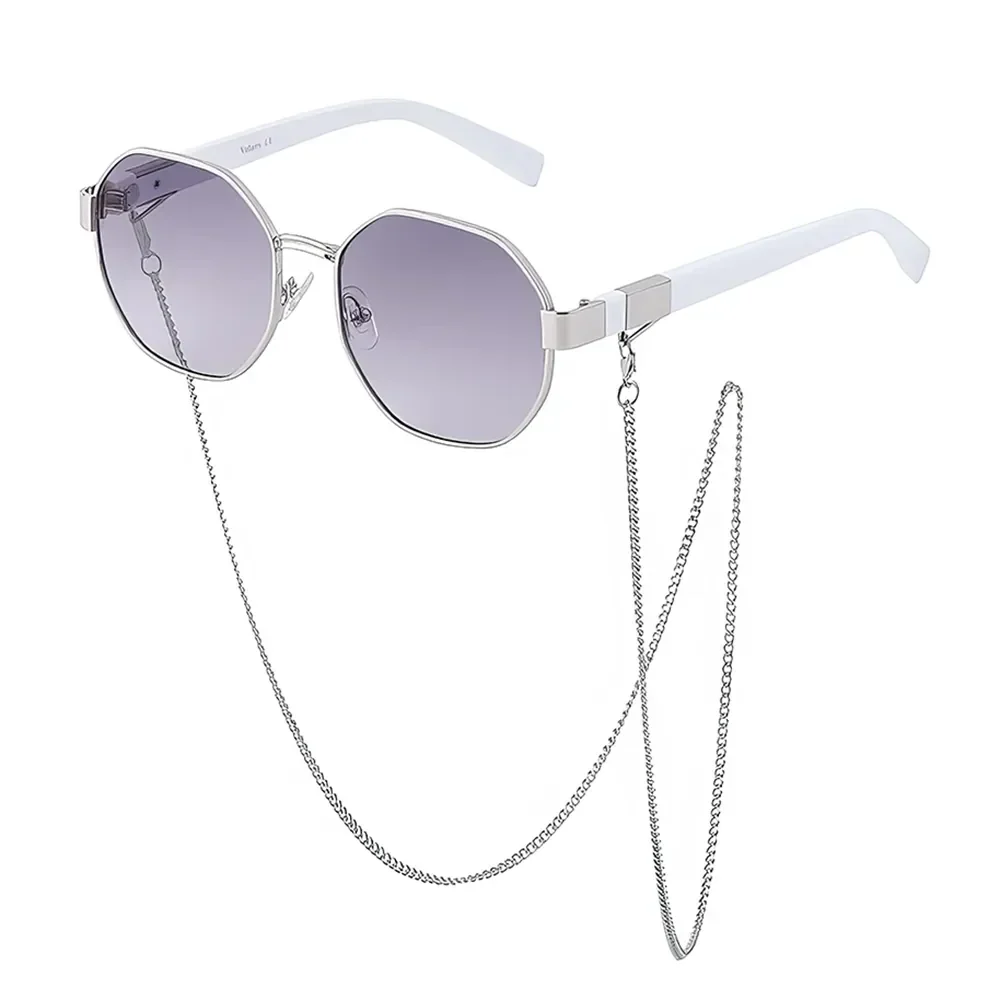 Vintage Octagon Sunglasses with Chain - Image 14