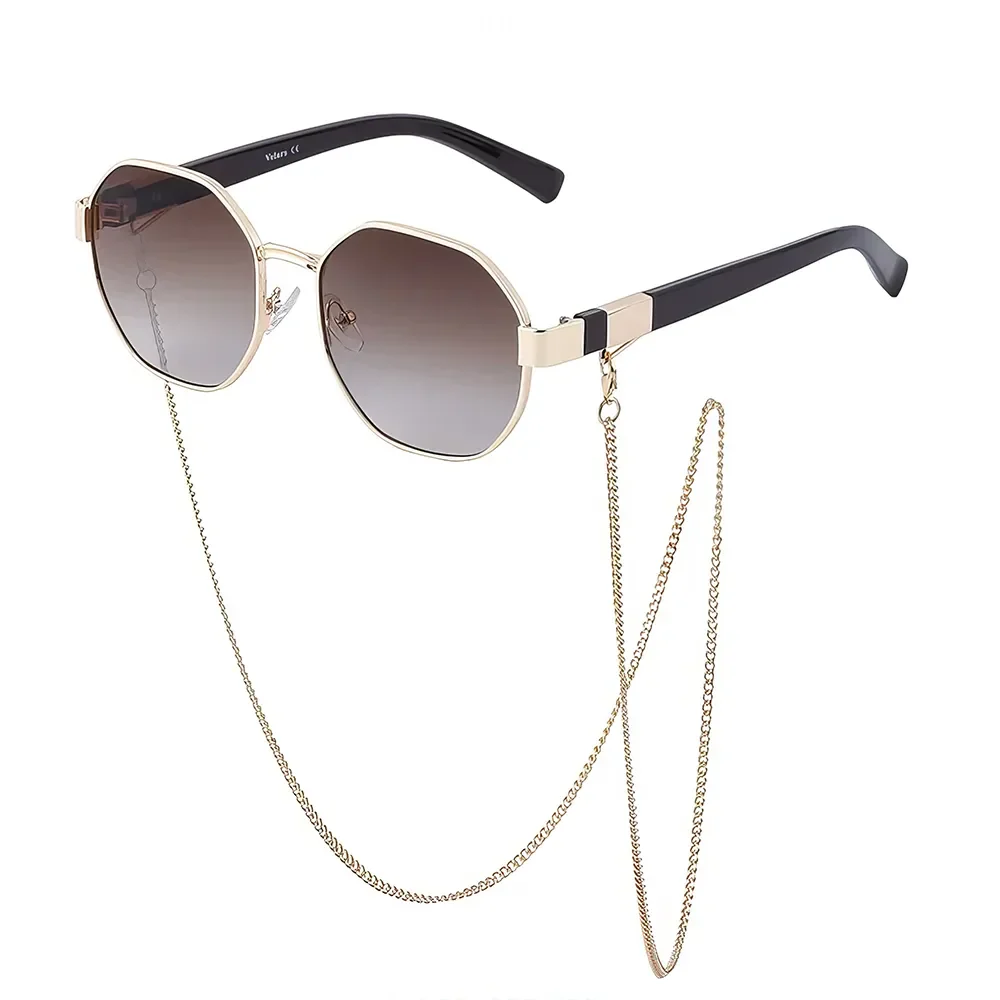 Vintage Octagon Sunglasses with Chain - Image 15