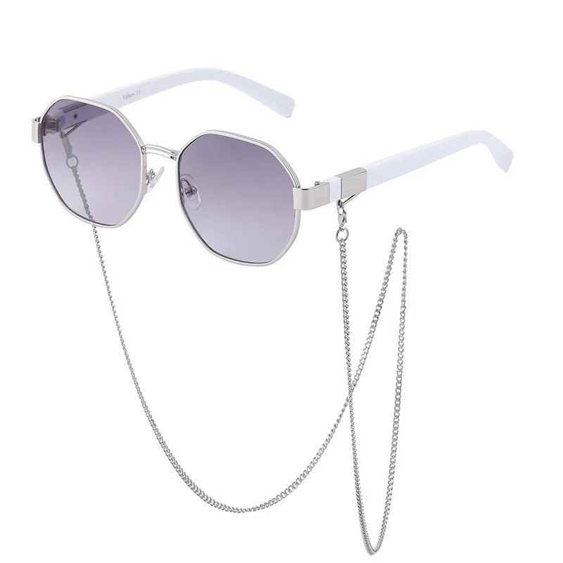 Vintage Octagon Sunglasses with Chain - Image 2