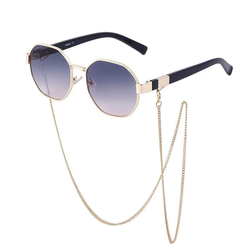 Vintage Octagon Sunglasses with Chain - Image 3