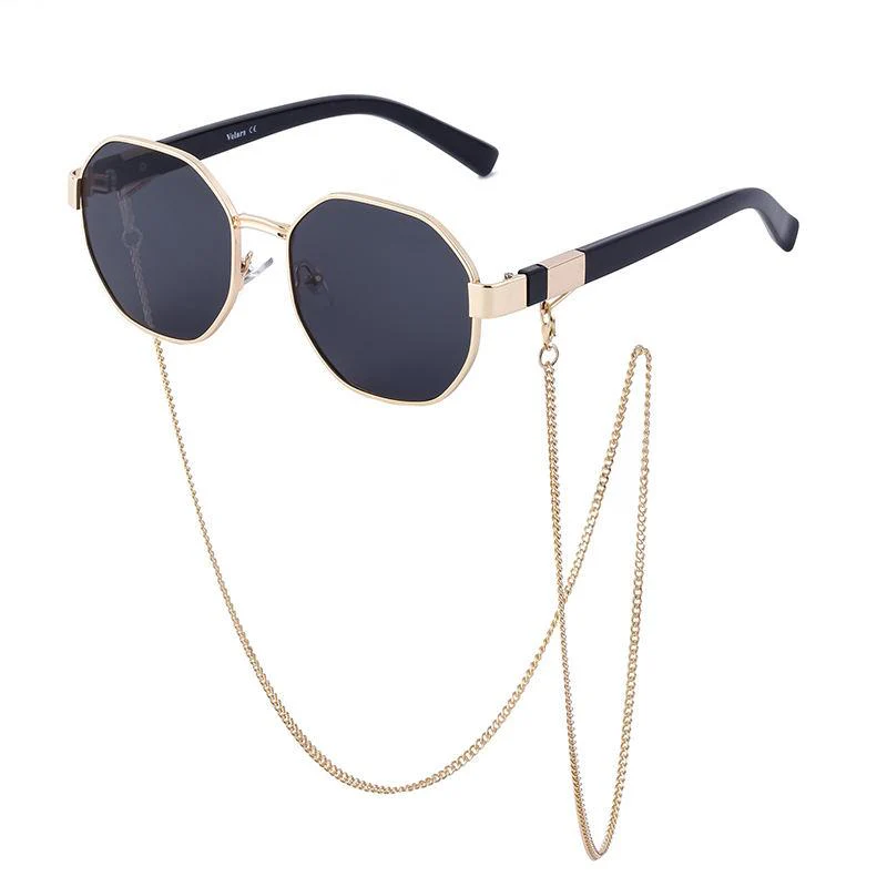 Vintage Octagon Sunglasses with Chain - Image 4