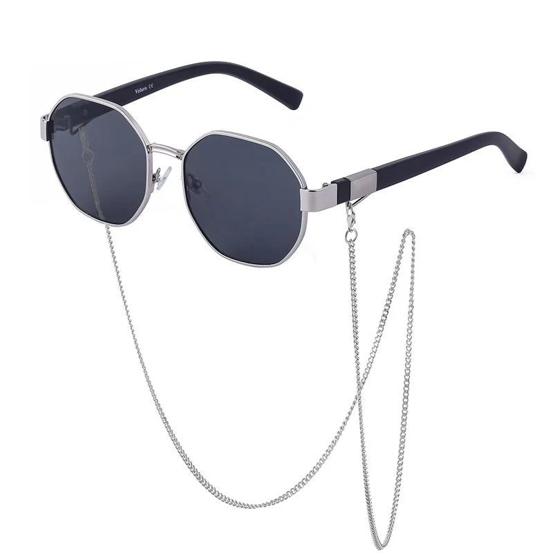Vintage Octagon Sunglasses with Chain - Image 6