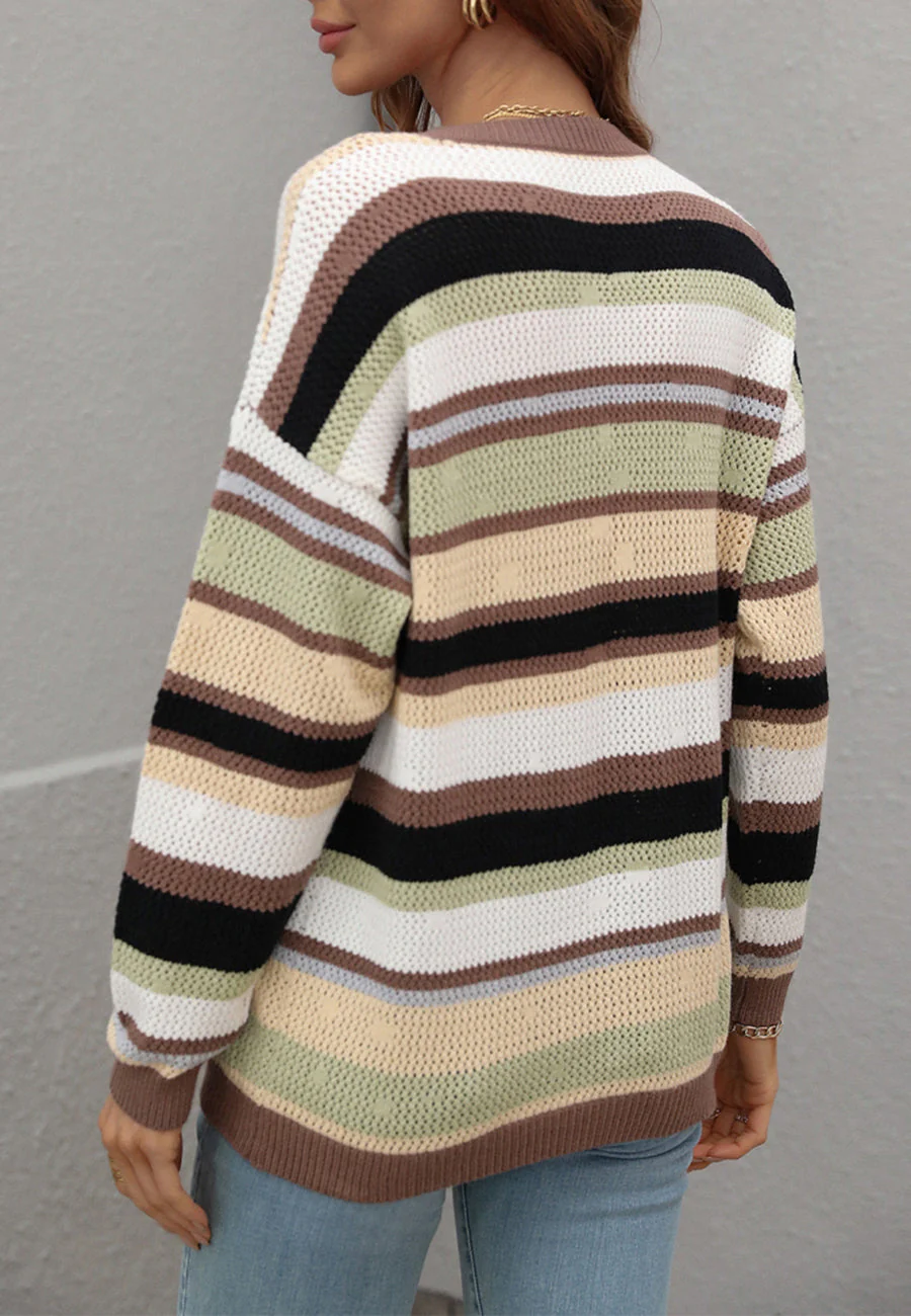 Vintage Striped Drop Shoulder Sweater - Image 10