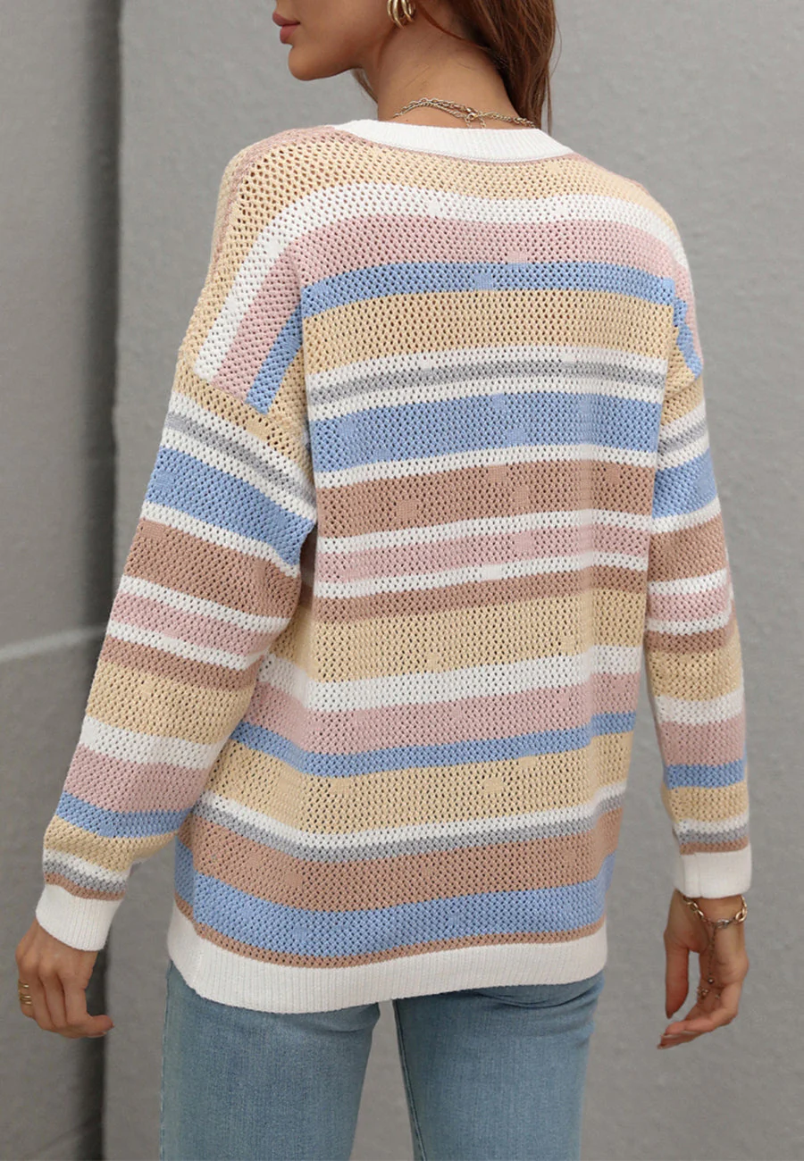 Vintage Striped Drop Shoulder Sweater - Image 14