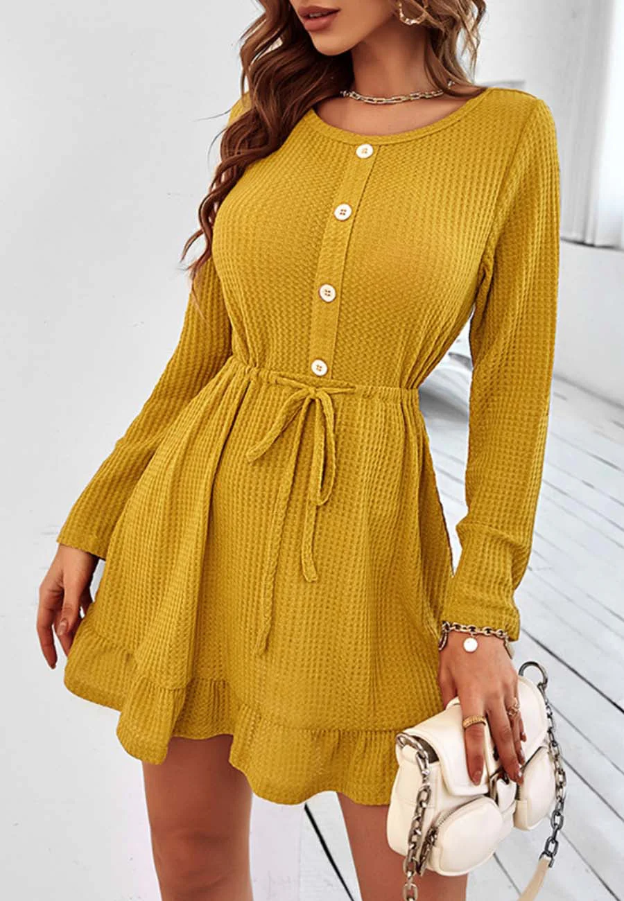 Waffle Knit Button Front Dress - Image 7