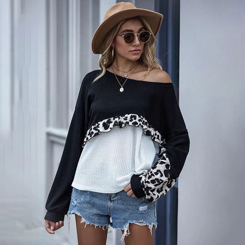 Waffle Knit Cheetah Print Layered Top - Image 5