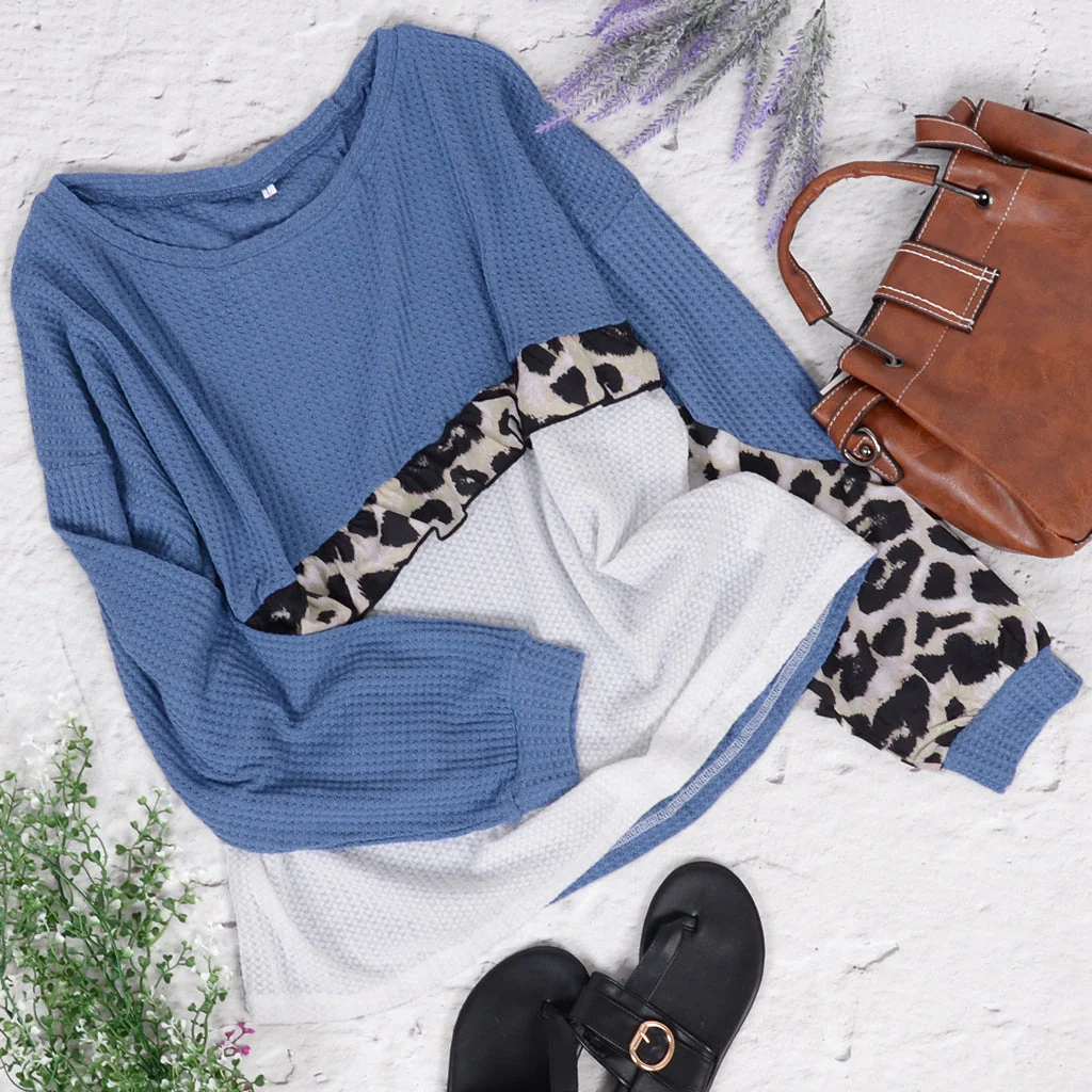 Waffle Knit Cheetah Print Layered Top - Image 6