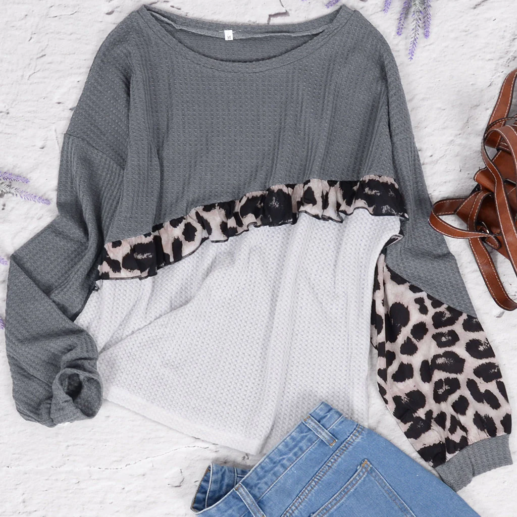Waffle Knit Cheetah Print Layered Top - Image 7