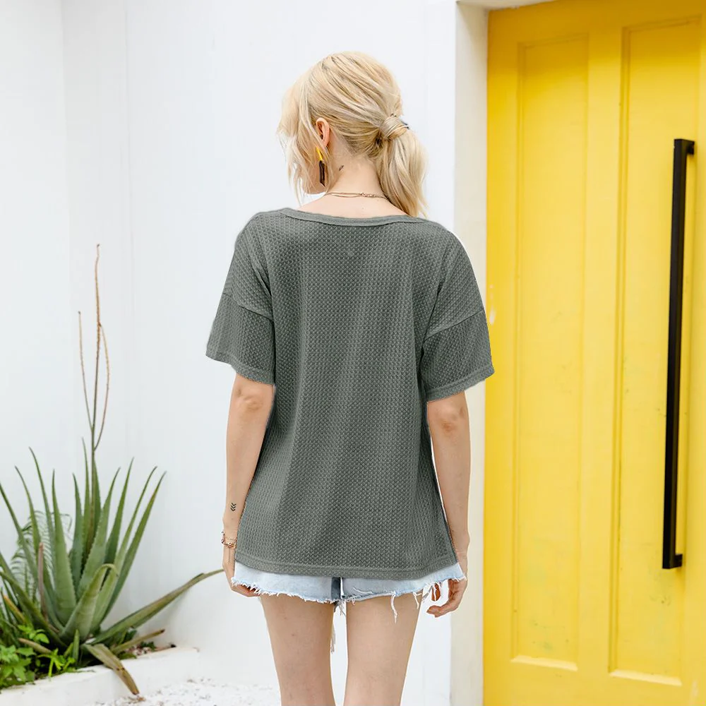 Waffle Knit Drop Shoulder Shirt - Image 3