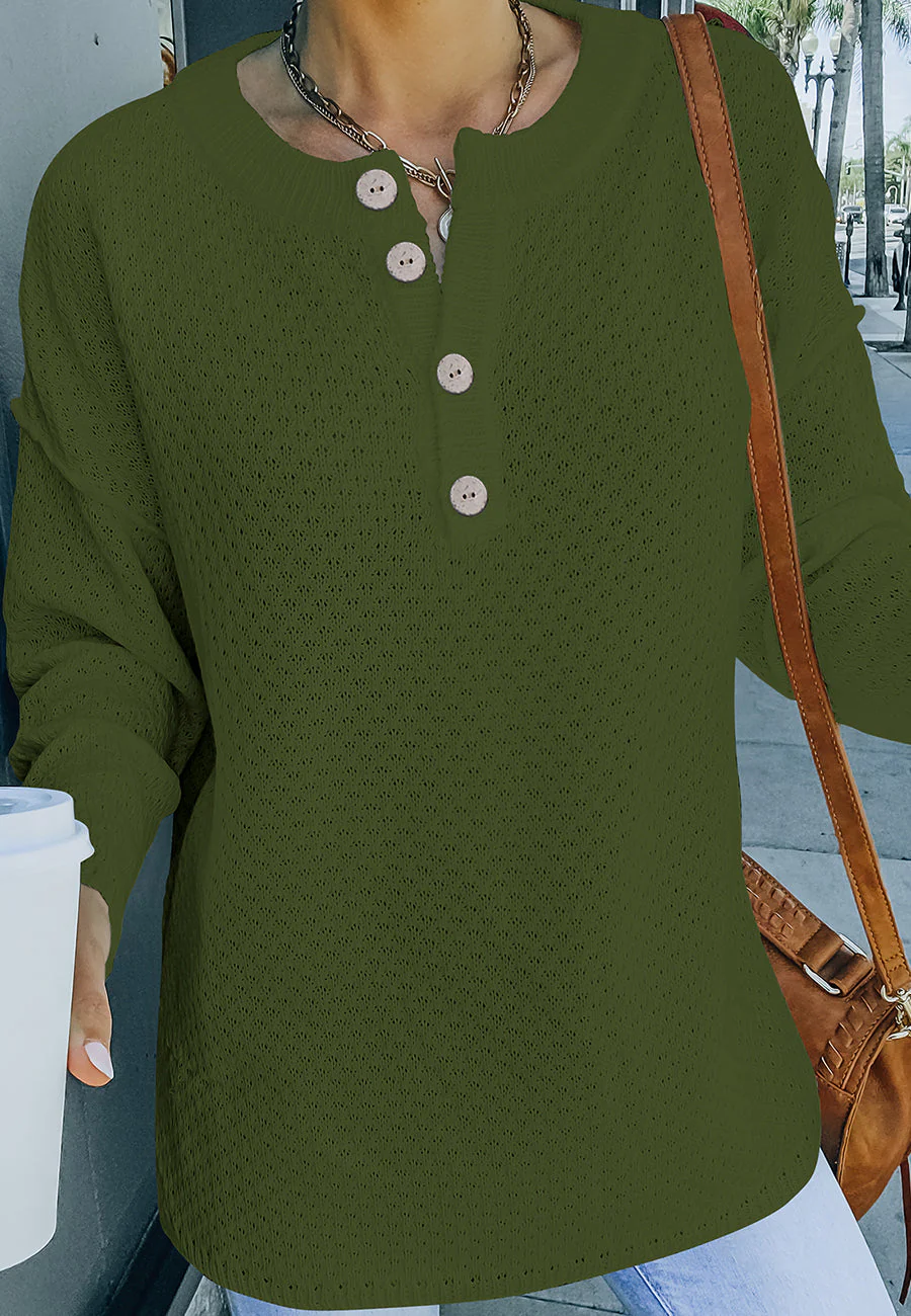 Waffle Knit Henley Lux Sweater - Image 10