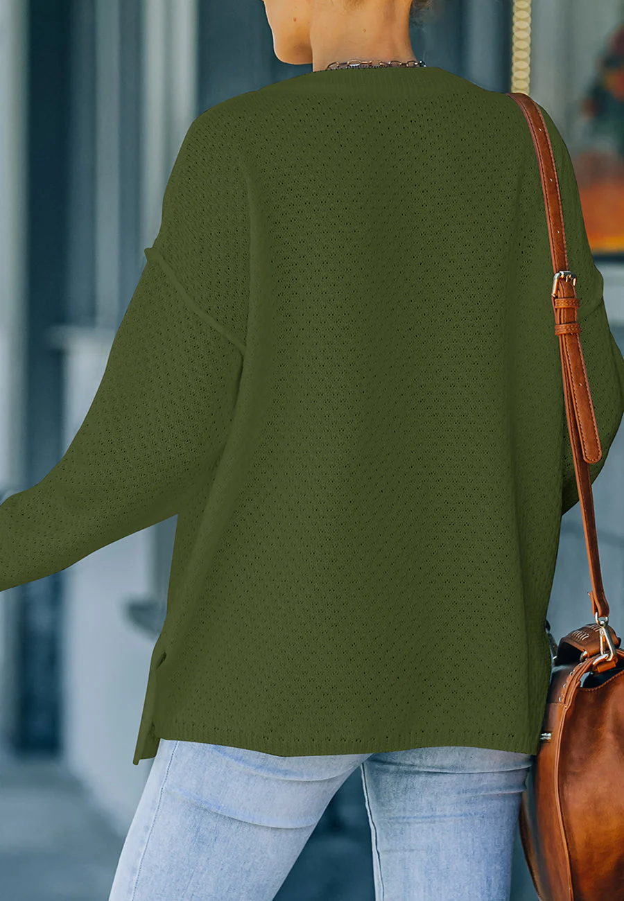 Waffle Knit Henley Lux Sweater - Image 11