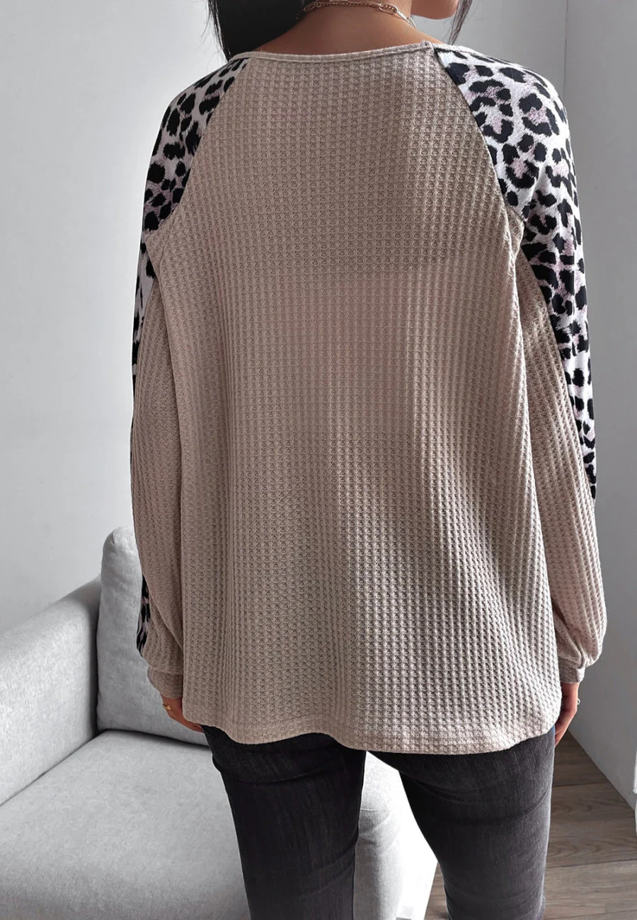 Waffle Knit Leopard Fall Sweater - Image 6