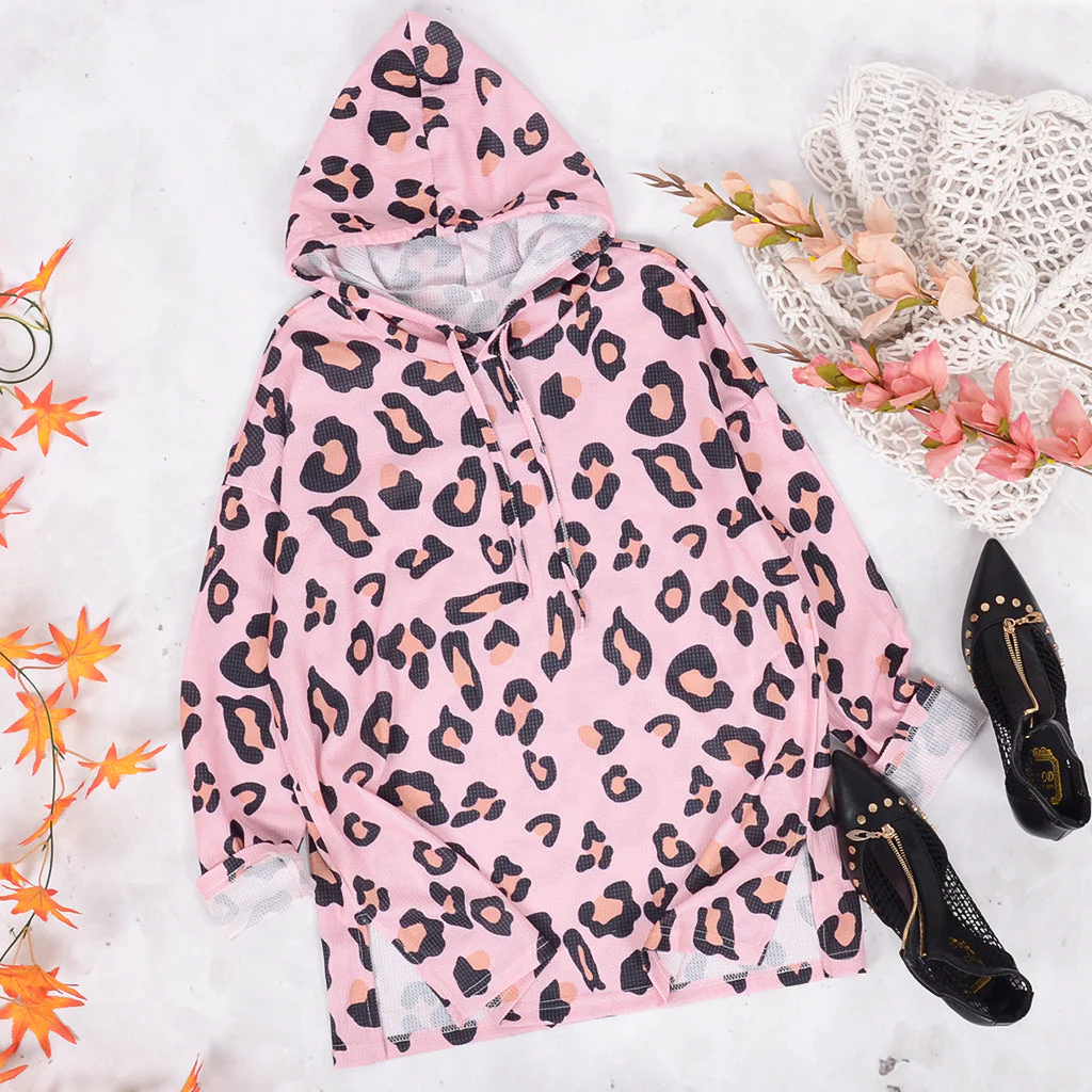 Waffle Knit Leopard Print Hoodie - Image 8