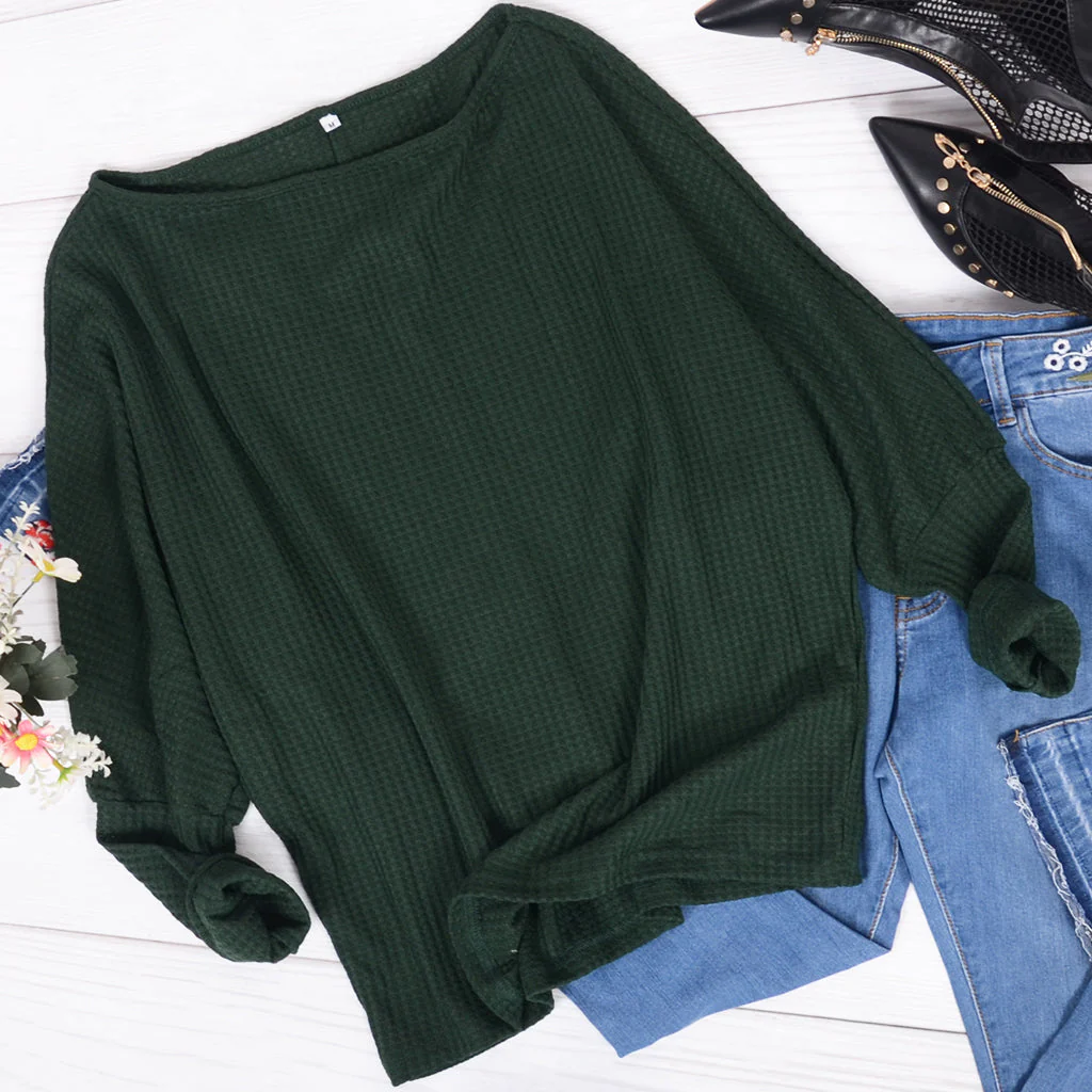 Waffle Knit One Shoulder Long Sleeve - Image 7