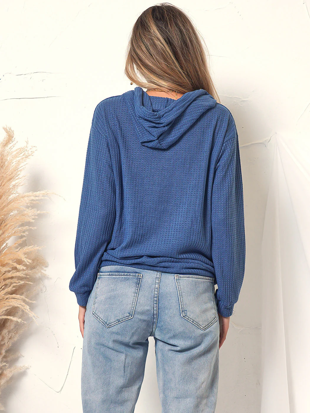 Waffle Knit Oversized Lounge Hoodie - Image 2