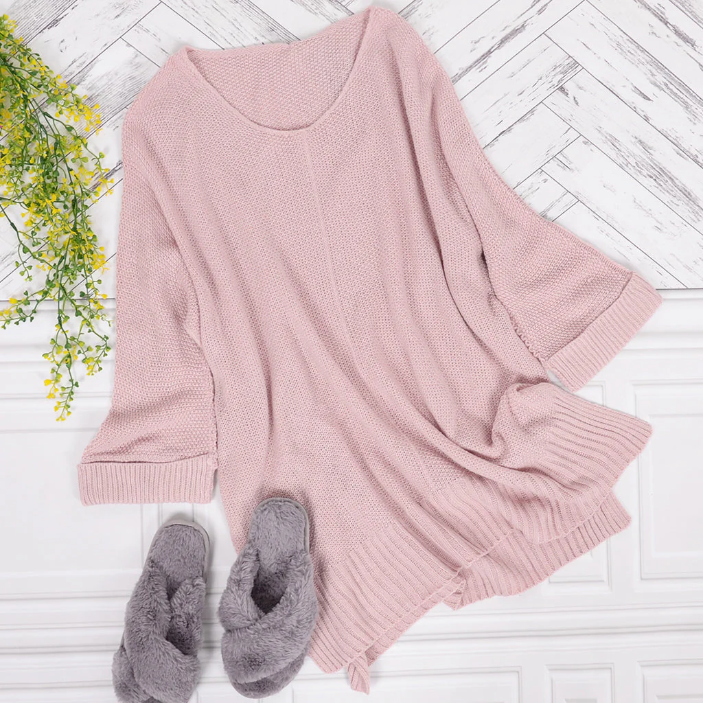 Waffle Knit Oversized Tunic Long Sleeve - Image 25