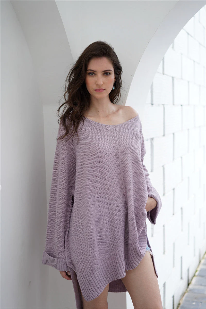 Waffle Knit Oversized Tunic Long Sleeve - Image 3