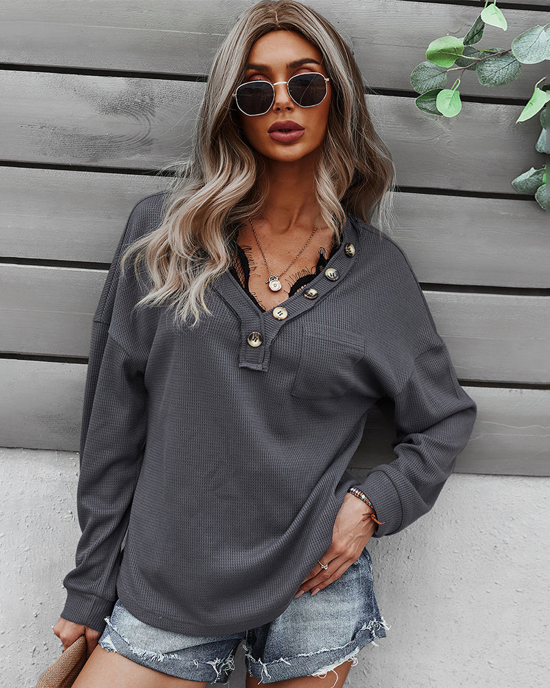 Waffle Knit Patch Pocket Sweater - Image 10