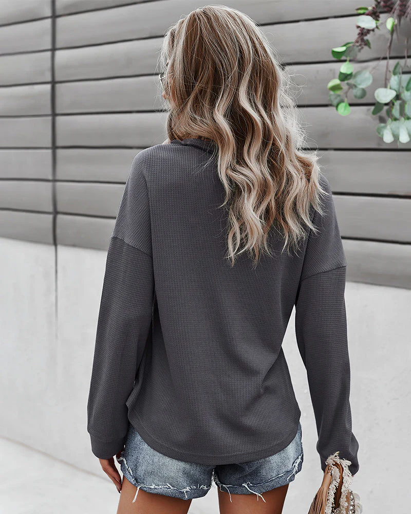 Waffle Knit Patch Pocket Sweater - Image 12