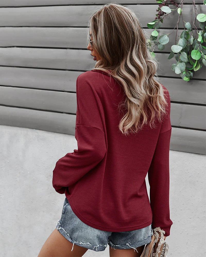 Waffle Knit Patch Pocket Sweater - Image 6