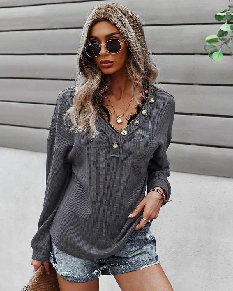Waffle Knit Patch Pocket Sweater - Image 8