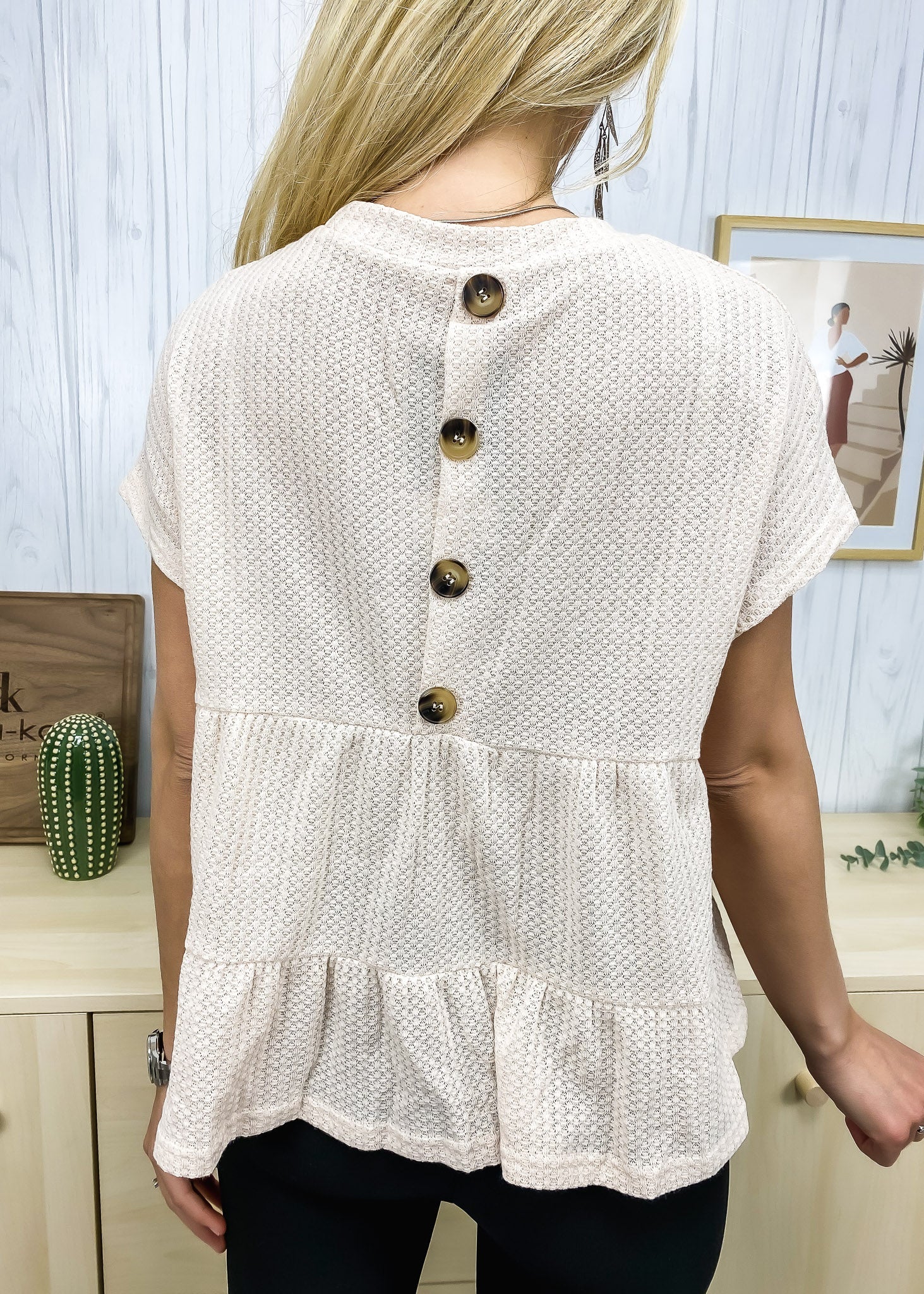 Waffle Knit Tiered Blouse - Image 5
