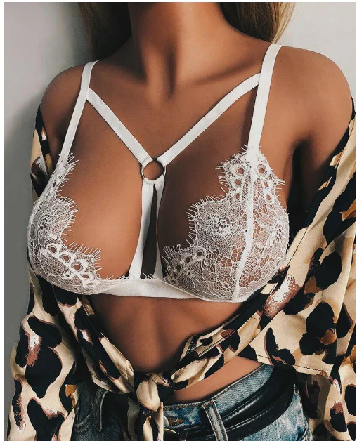 Wally Sexy Lace Hollow-out Sexy Strap Bra - Image 2