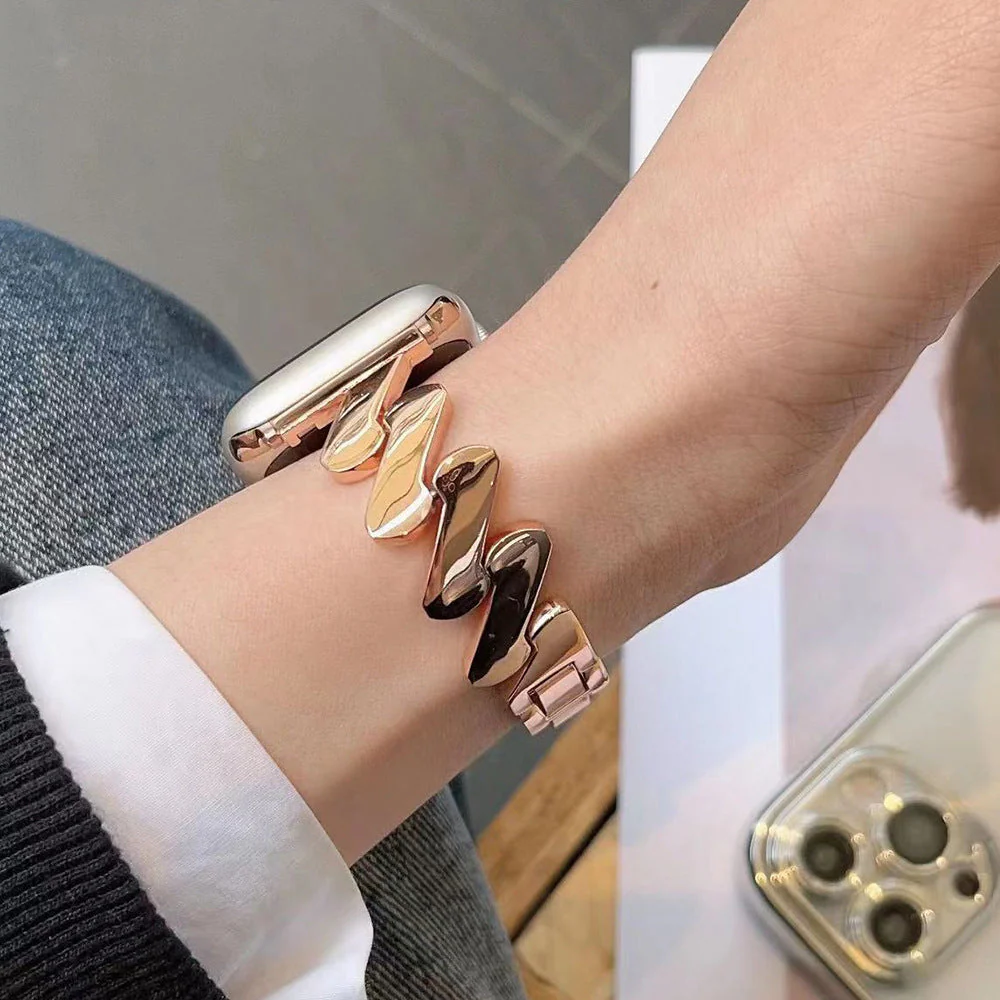 Watch Band Silk Scarf Bracelet Wave Pattern Z-shaped Steel Belt - Image 5