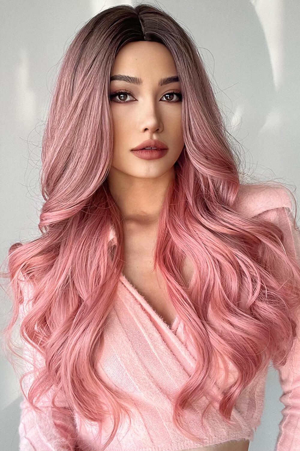 Wave Synthetic Long Wigs in Pink 26'' - Image 3