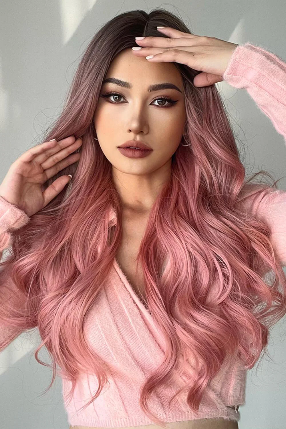 Wave Synthetic Long Wigs in Pink 26'' - Image 4
