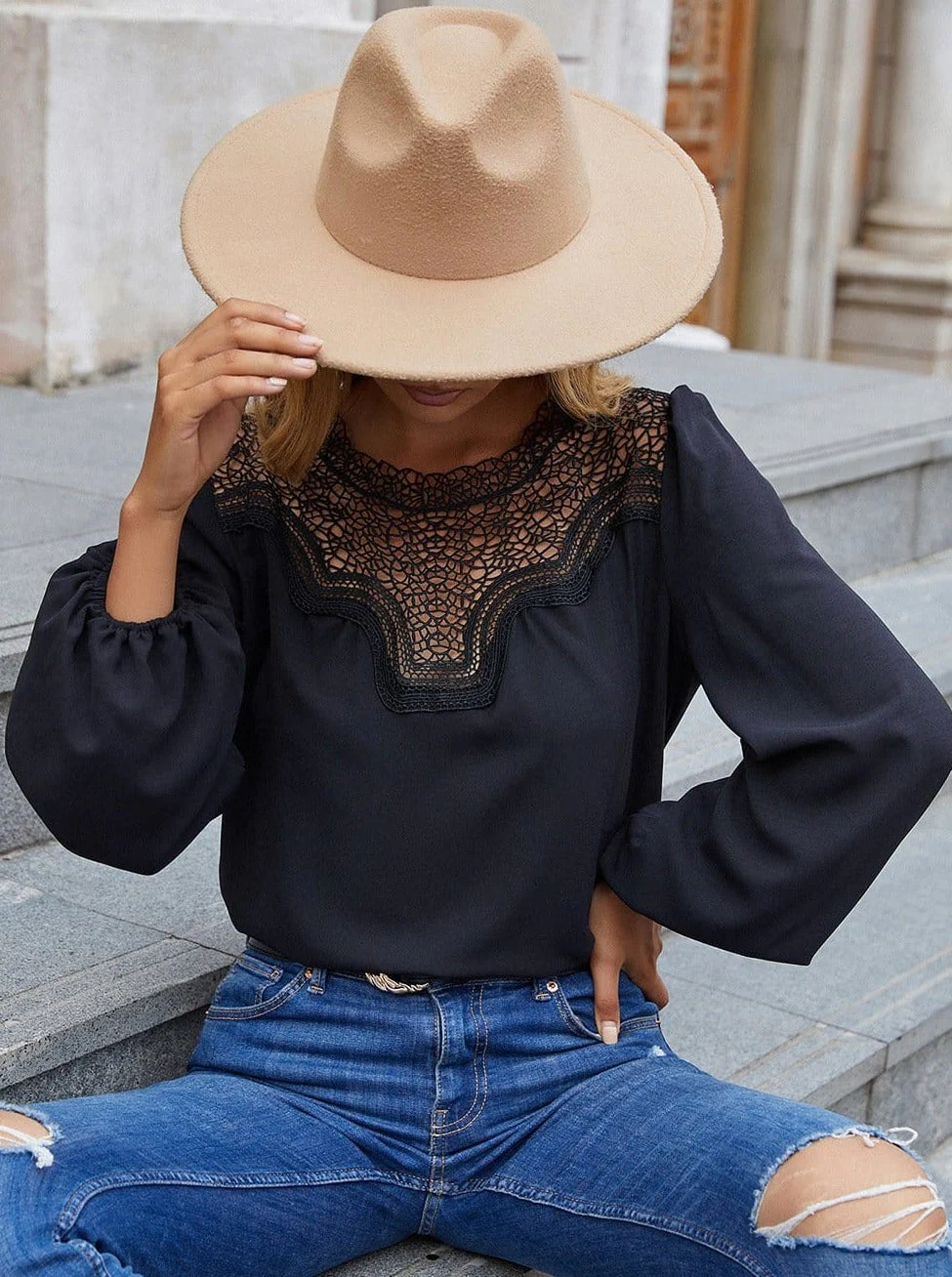 Web Lace Neck Blouse - Image 2